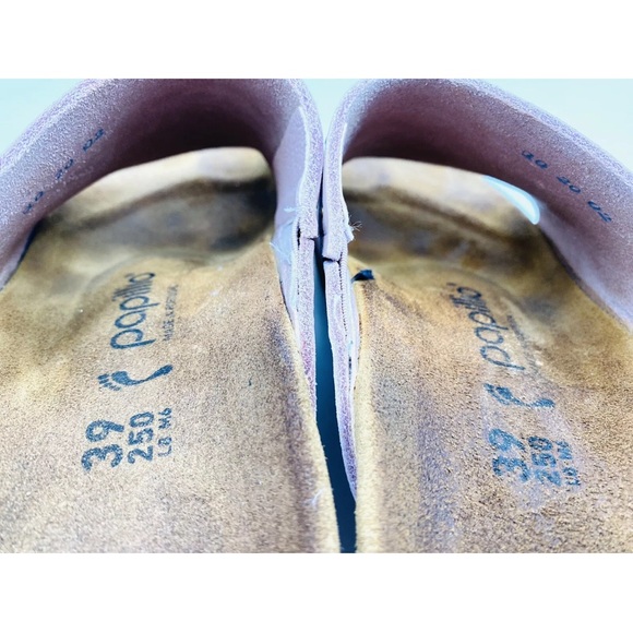 PAPILLIO By BIRKENSTOCK NAMICA SZ 39/8 RIVETS WEDGE HEEL MULE SANDAL PALE PINK - Picture 3 of 7